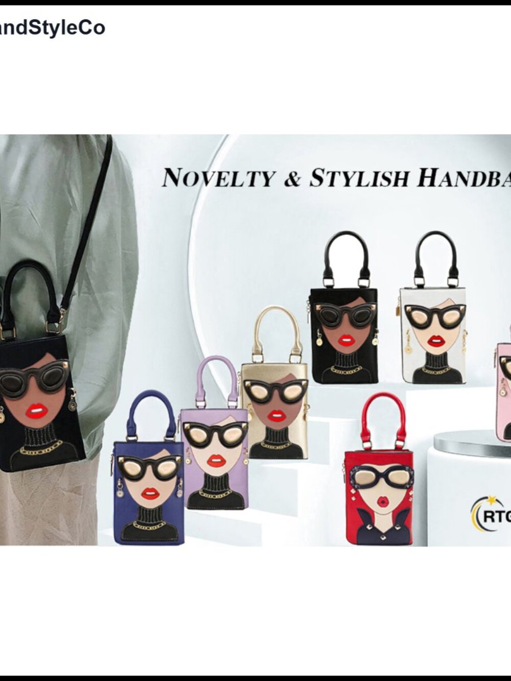 Unique 3D Lady Face PU Leather Satchel Handbag Crossbody Shoulder Bag Novelty - Picture 6 of 6
